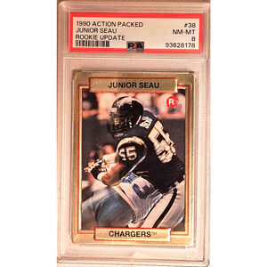 1990 Action Packed Rookie Update 38 Junior Seau PSA 8